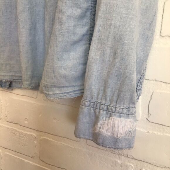 LEVIS ripped design blouse distressed denim shirt small southwestern style small - Picture 6 of 14